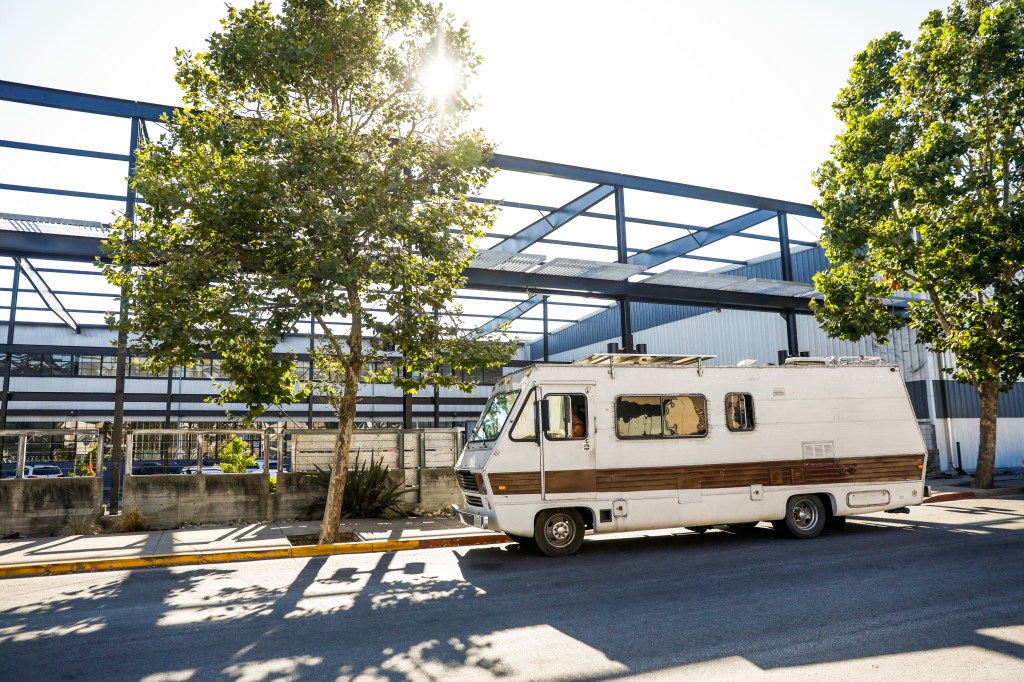 Chris Castle parks his RV in Berkeley, California.