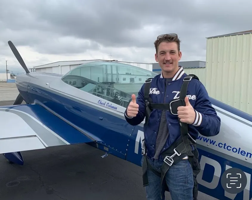 Miles Teller while attending flight school ahead of the movie 