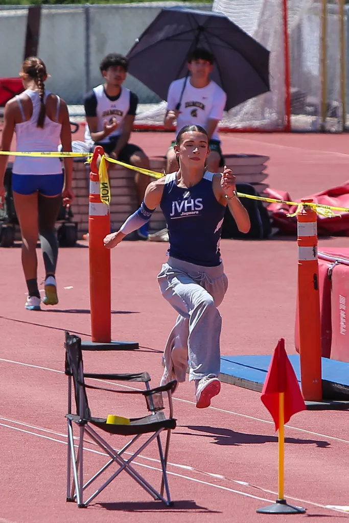 A.B. Hernandez participating in the triple jump at the CIF Track & Field Tournament.