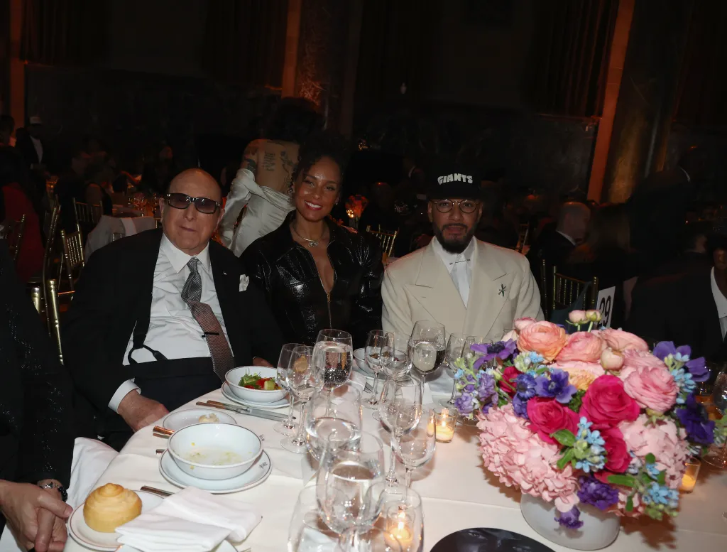 Clive Davis, Alicia Keys, and Swizz Beatz attending the Gordon Parks Foundation Awards.