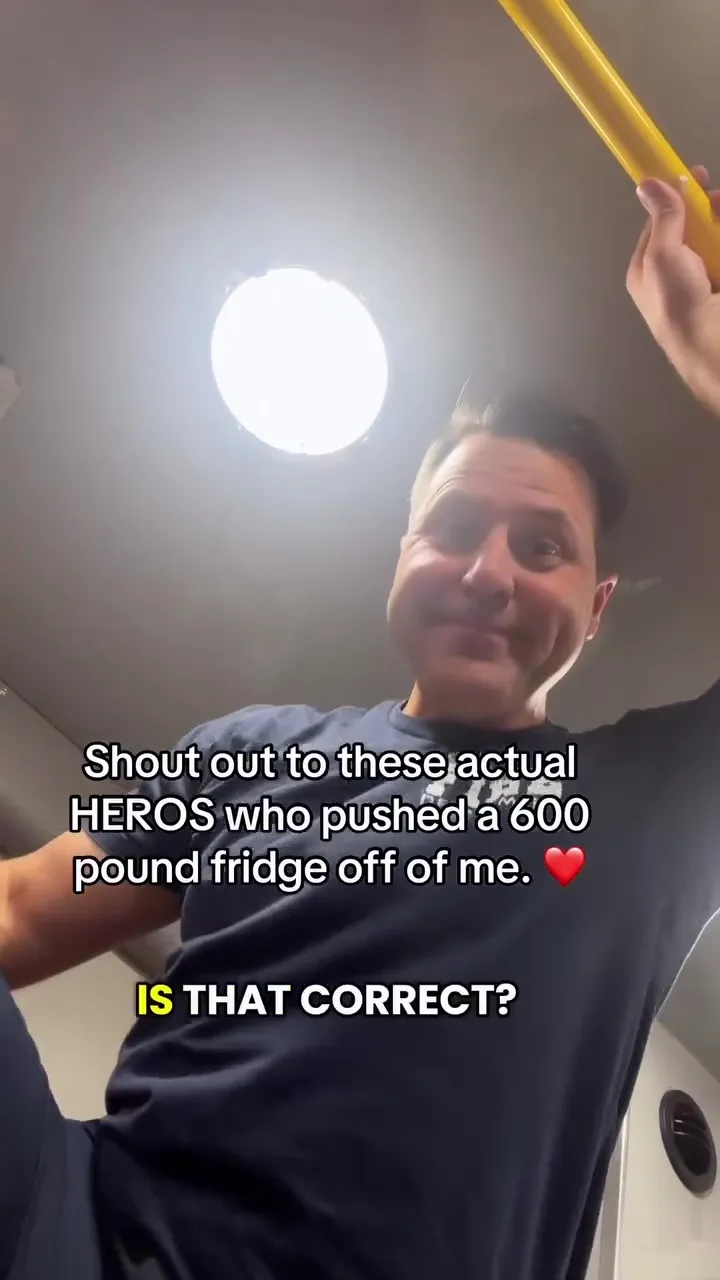 Comedian Laura Clery filming herself, with text praising heroes who helped after her accident.