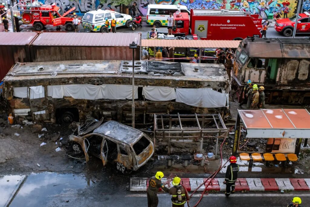 8 dead, 32 injured after freight train smashes into a bus in Thailand