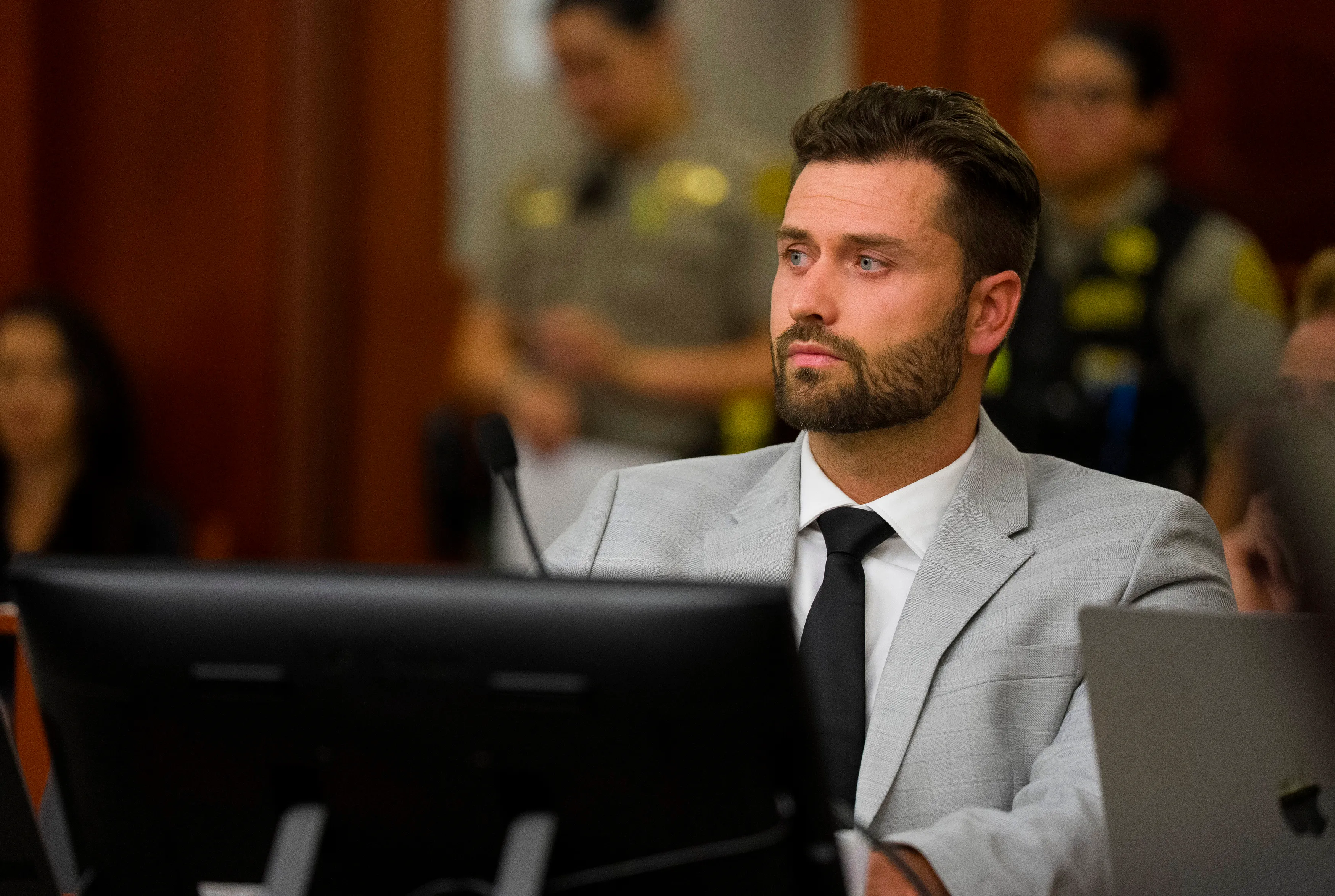 Dakota Mortensen in a courtroom.