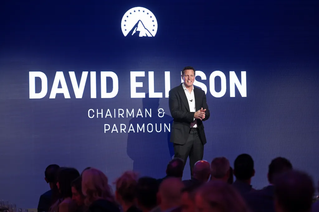 David Ellison, Chairman & CEO, Paramount Skydance, speaking on stage at the New York Upfront Partnership Event 2026.