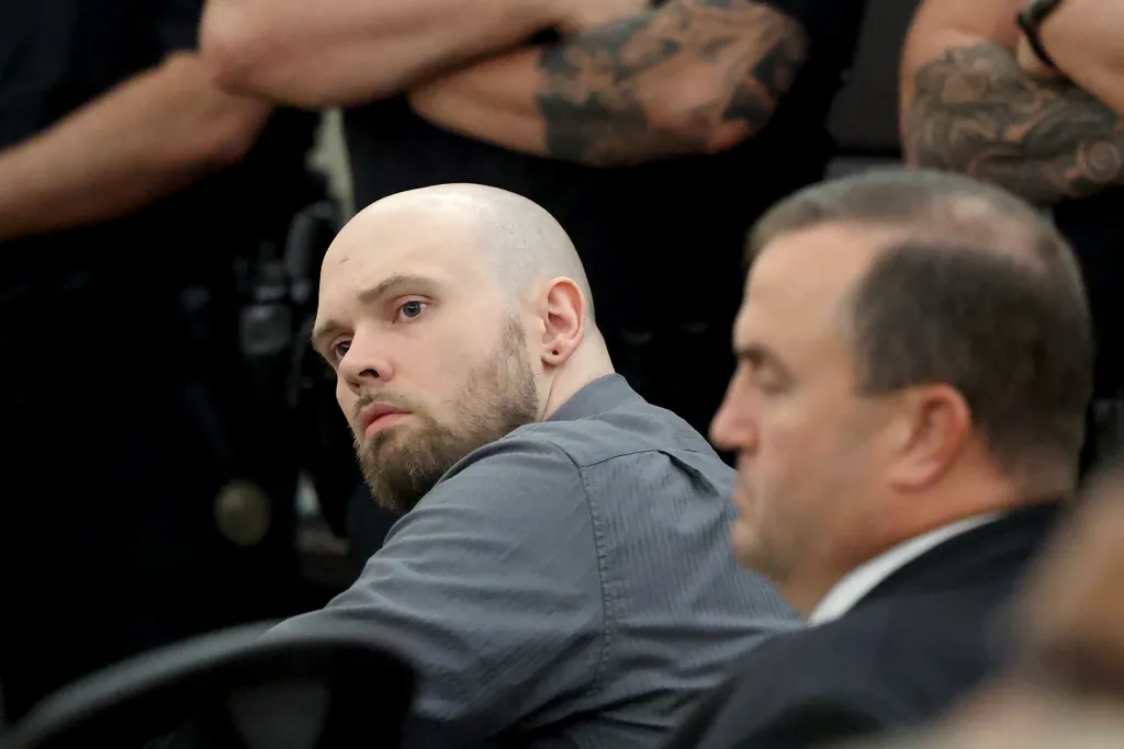 Tanner Horner, sentenced to death, listens to a victim impact statement in court.