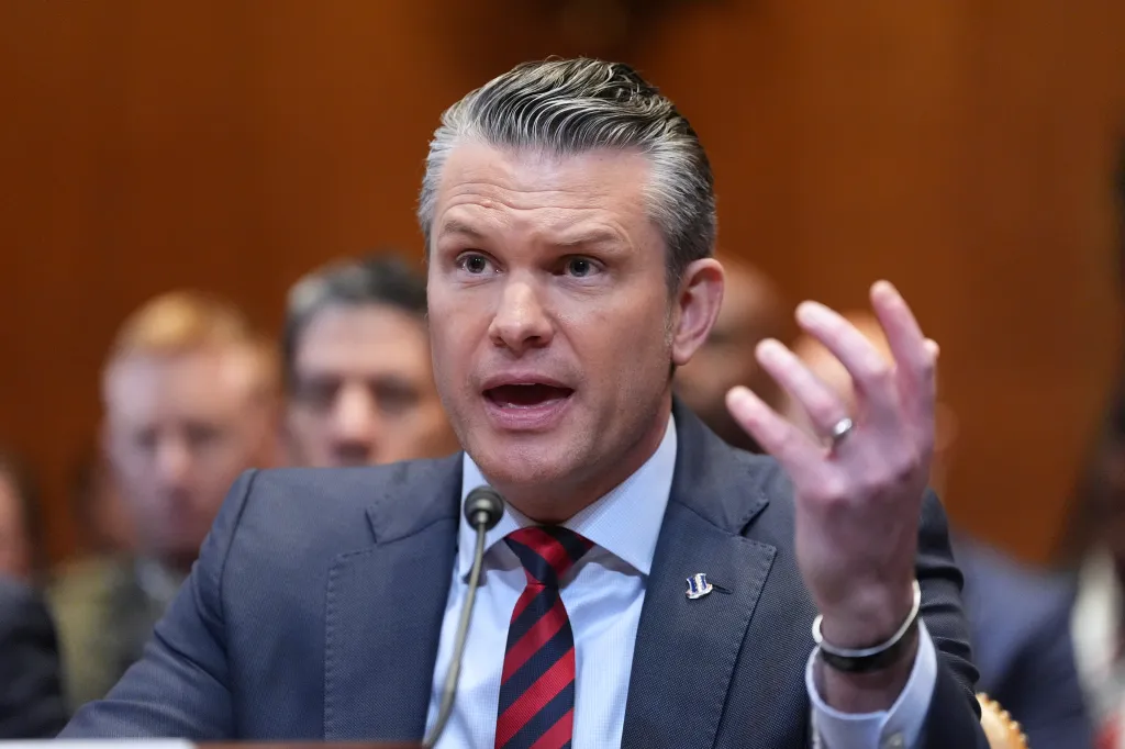 Defense Secretary Pete Hegseth testifies at a Senate Appropriations subcommittee hearing.