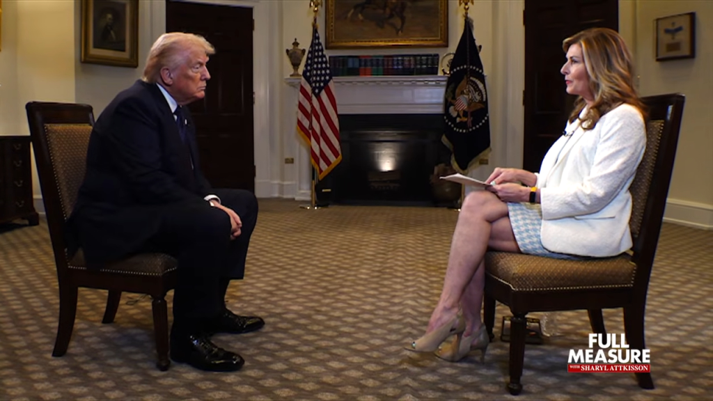 Donald Trump being interviewed by Sharyl Attkisson for Full Measure.