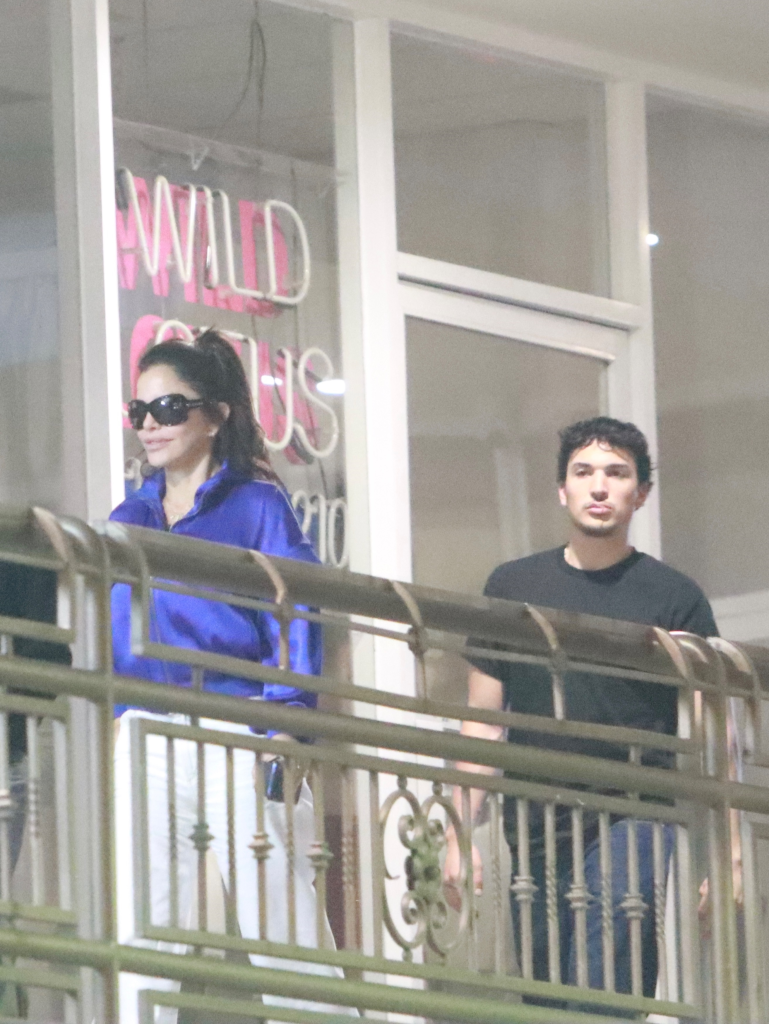 Lauren Sánchez and her son leaving Sushi Park in West Hollywood.