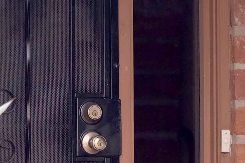 Close-up of the door of Nancy Guthrie's home.