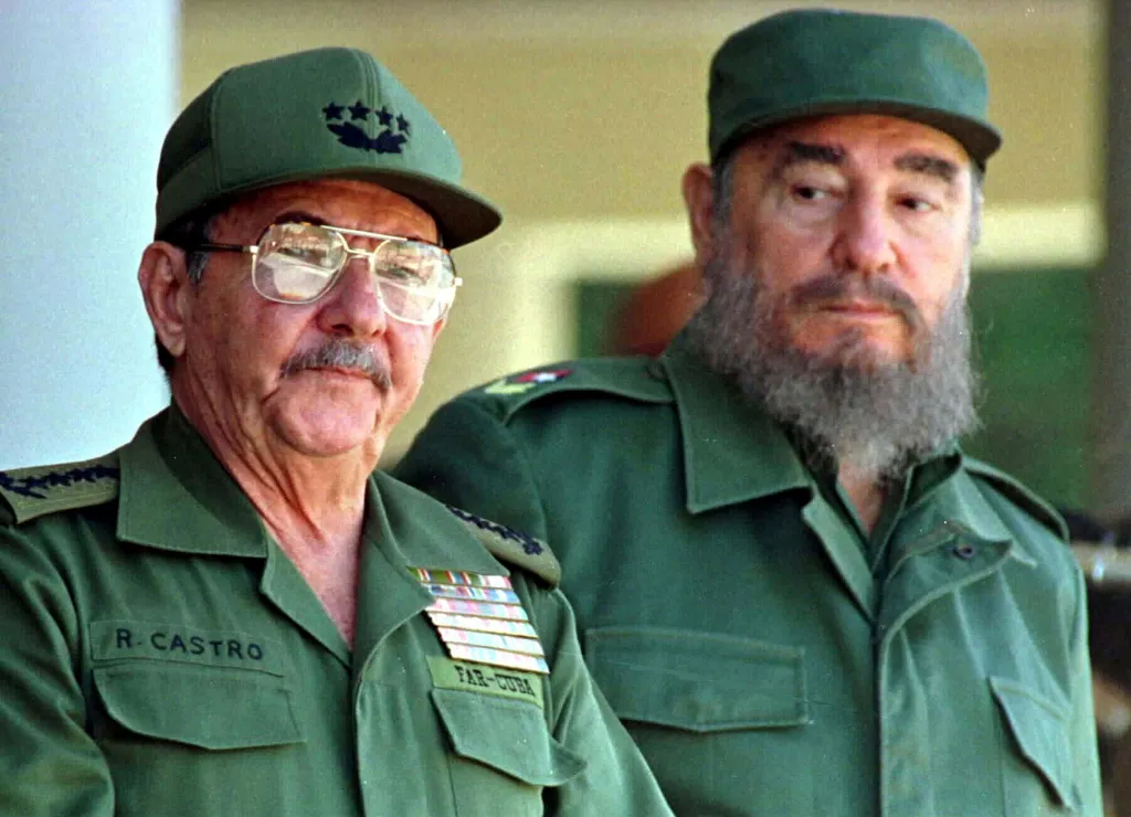Fidel Castro and his brother Raul Castro in Havana, Cuba, on Dec. 7, 1996.