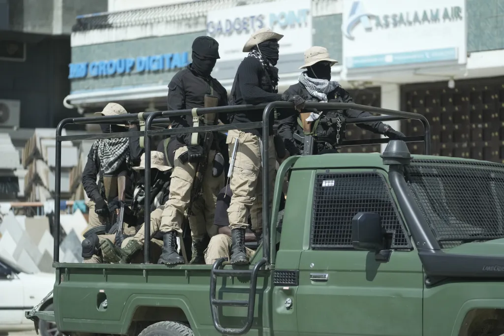 Police patrol the streets on election day in Zanzibar, Tanzania, Oct. 30, 2025.