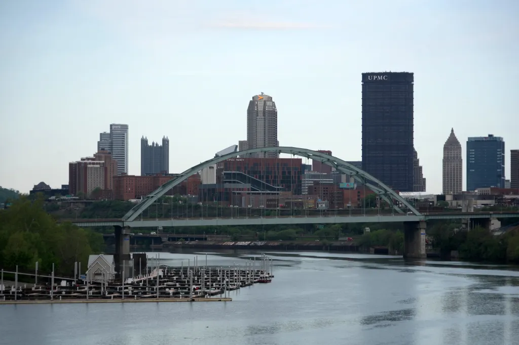 View of the Pittsburgh skyline and Monongahela River.