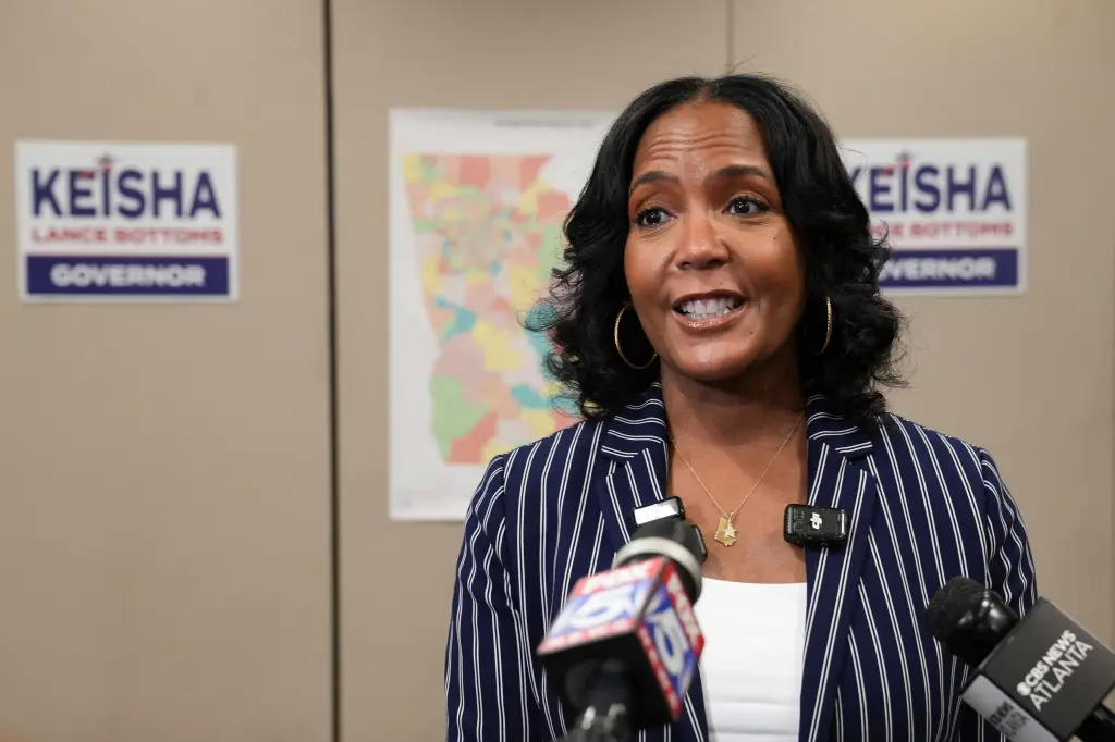 Keisha Lance Bottoms speaking to the media on election day.
