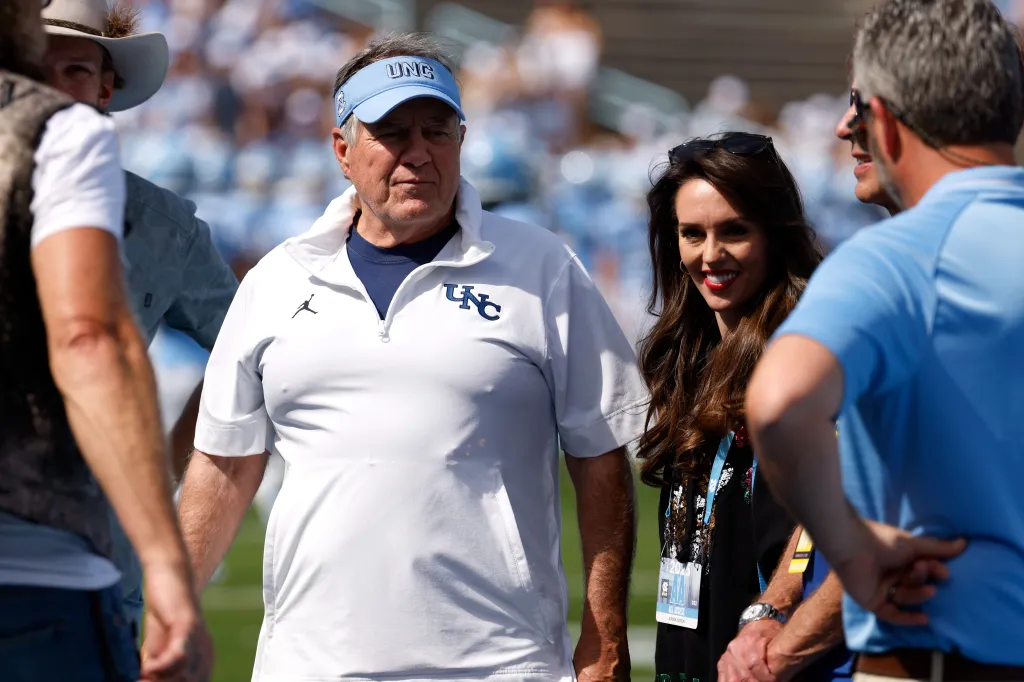 Belichick and Hudson prior to the game against the Richmond Spiders at Kenan Memorial Stadium on Sept. 13, 2025 in Chapel Hill, North Carolina. 