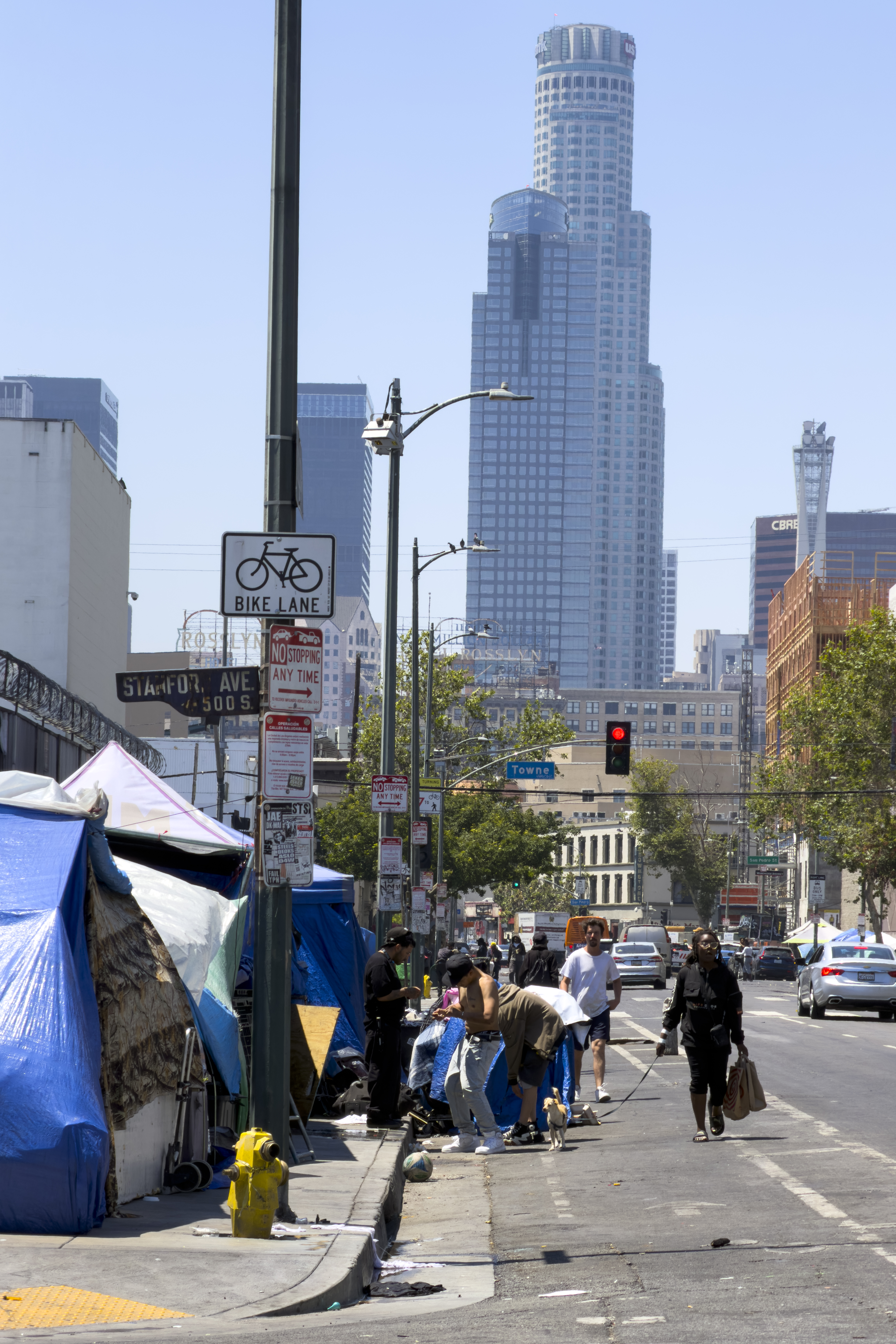 Homeless people are seen at Skid Row on Wednesday May 20, 2026 in Los Angeles. 