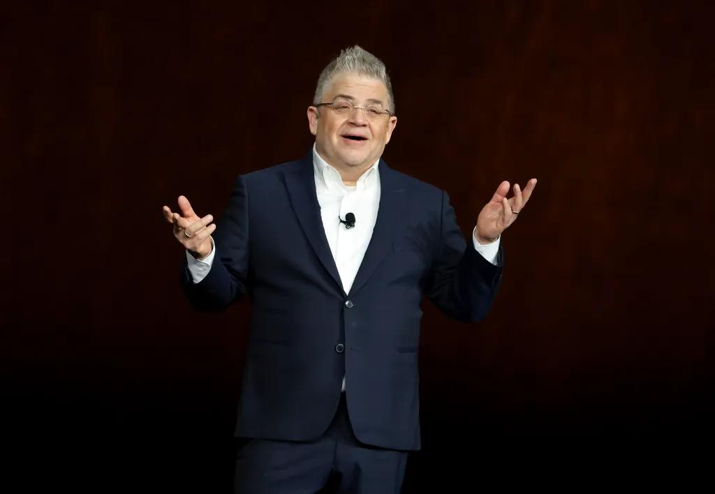Patton Oswalt hosts a presentation during CinemaCon in as Las Vegas on April 14, 2026.