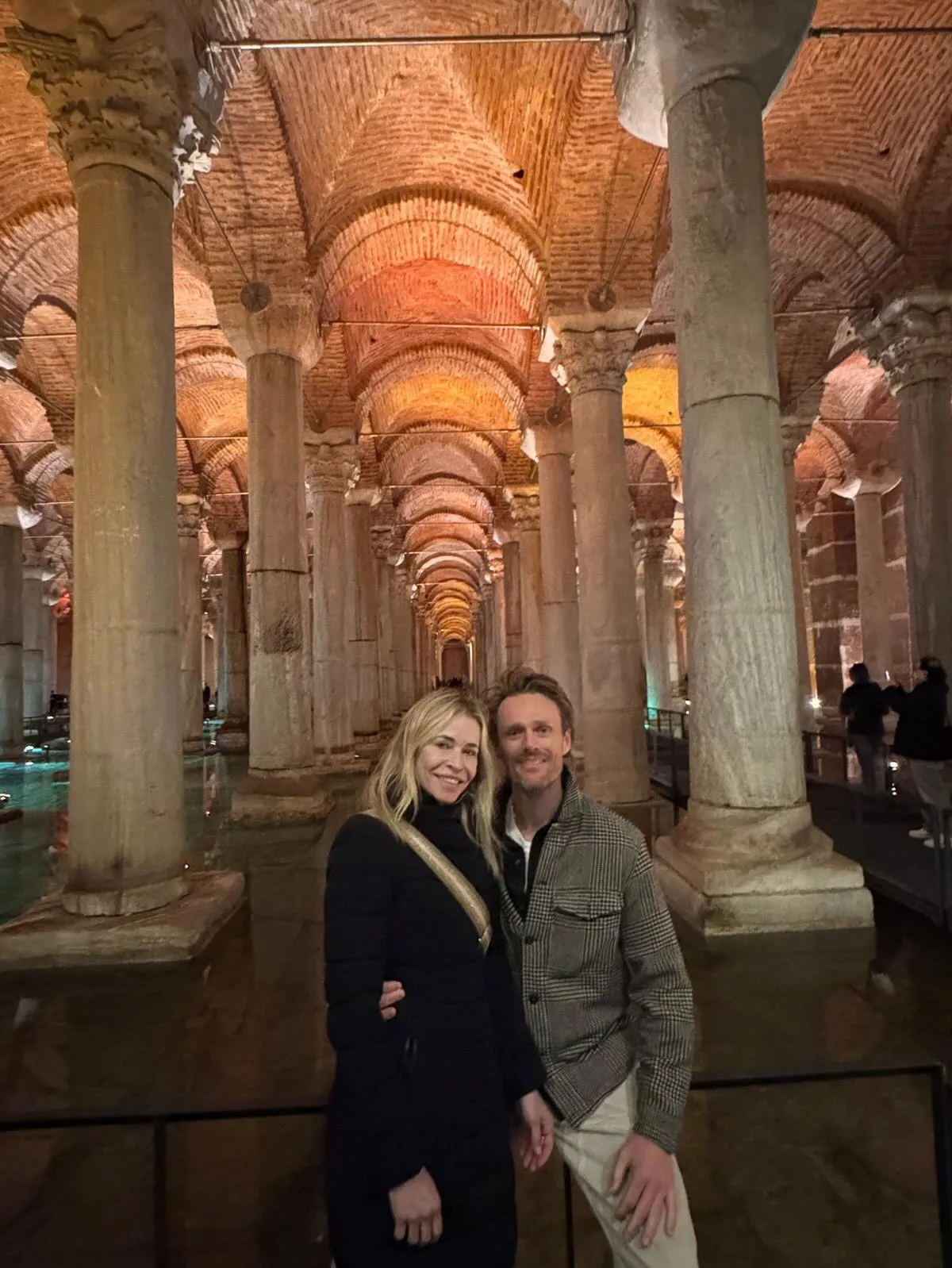 Chelsea Handler and Joe Largura in a historical underground cistern.