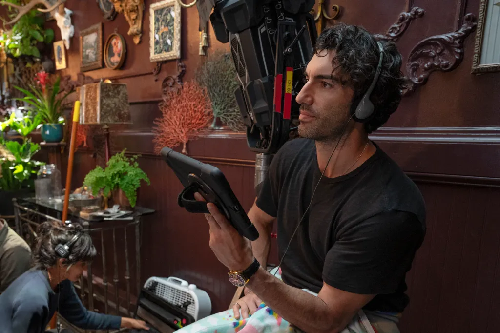 Justin Baldoni on the set of 