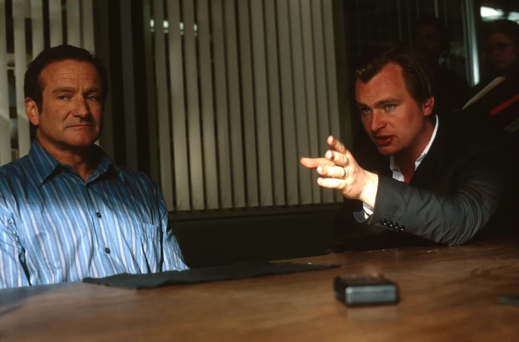 Robin Williams and Christopher Nolan on the set of 