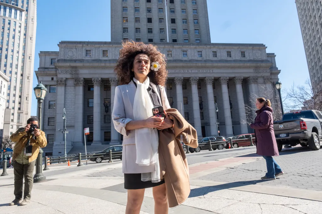 Iranian journalist Masih Alinejad leaves Manhattan Federal Court after testifying against her would-be assassins.