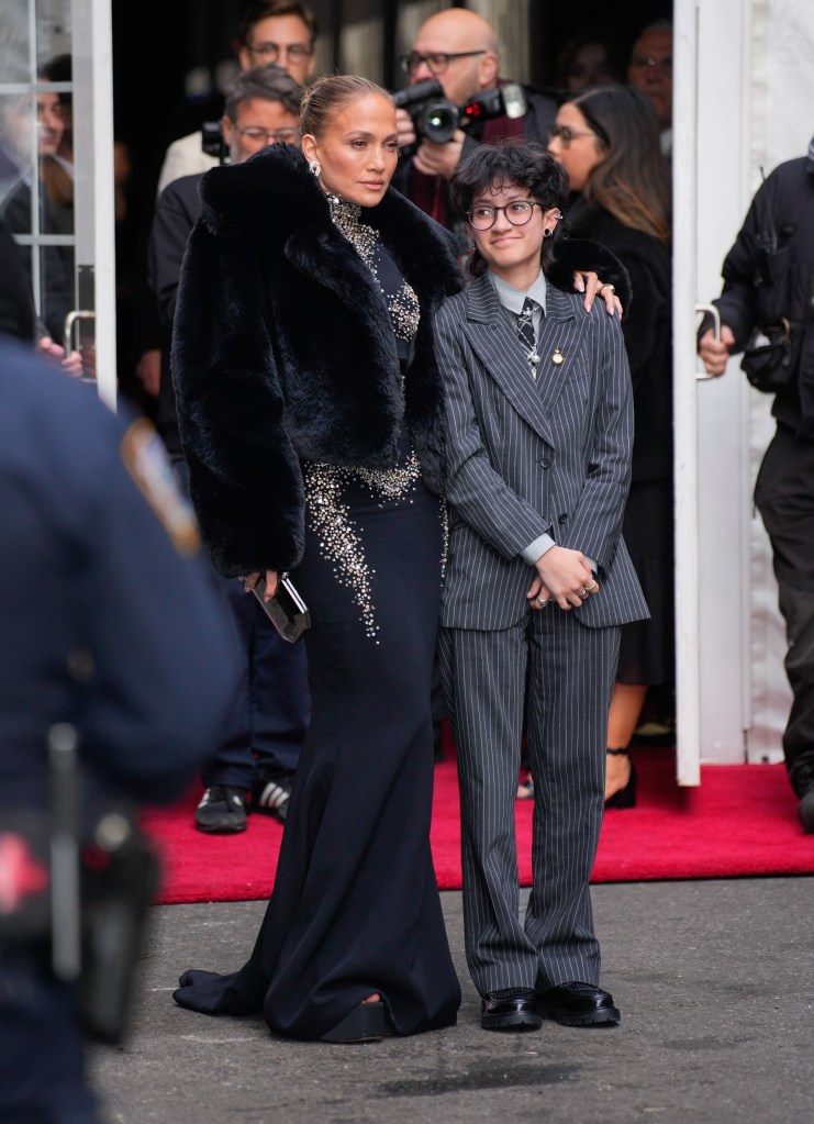 Jennifer Lopez and Emme Muñiz on a red carpet.