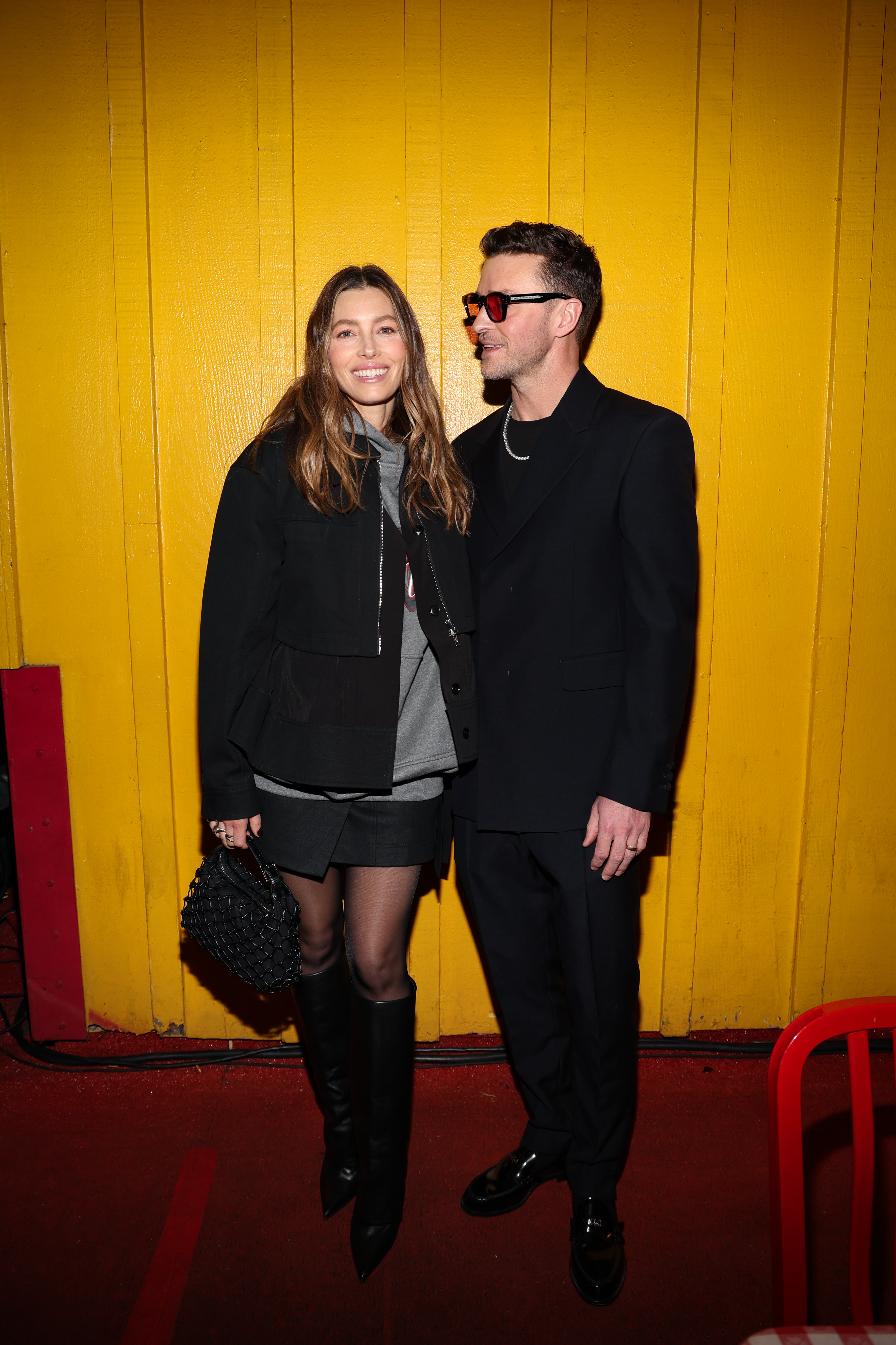 Jessica Biel and Justin Timberlake attend Justin Timberlake's album release party.