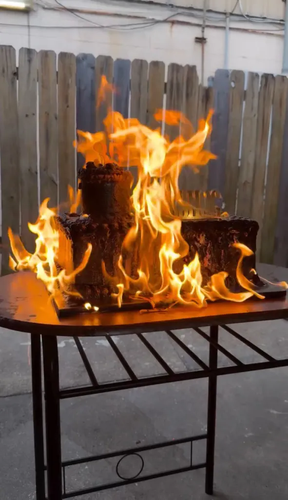 Burning cake.
