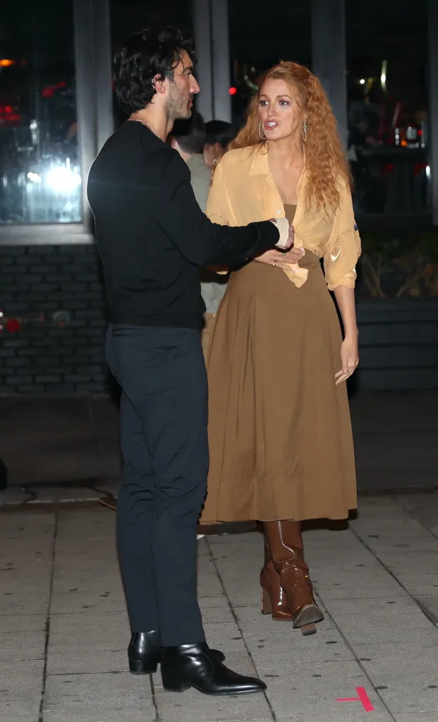 Justin Baldoni and Blake Lively on the set of 