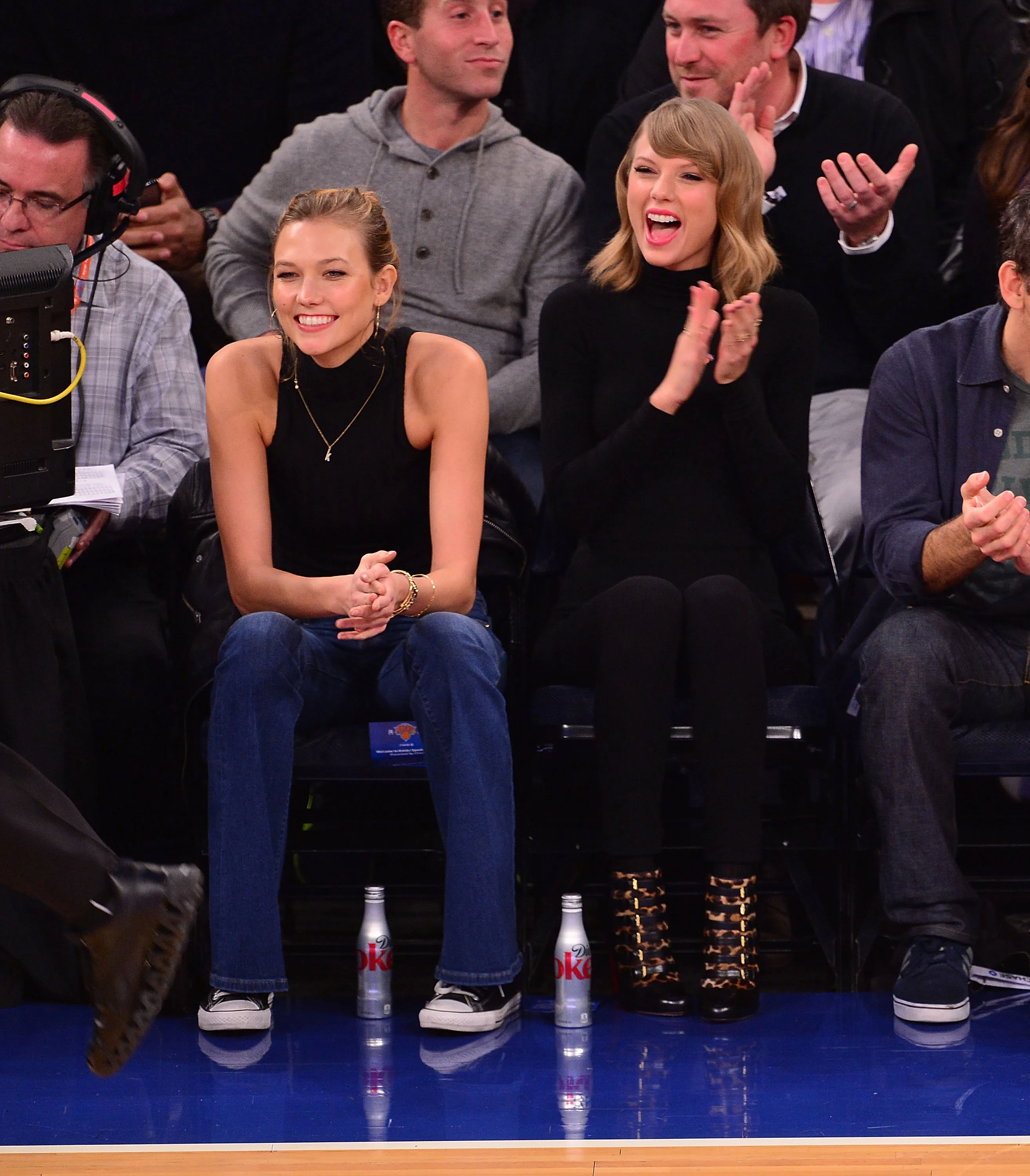 Karlie Kloss and Taylor Swift attend a Chicago Bulls vs New York Knicks game.
