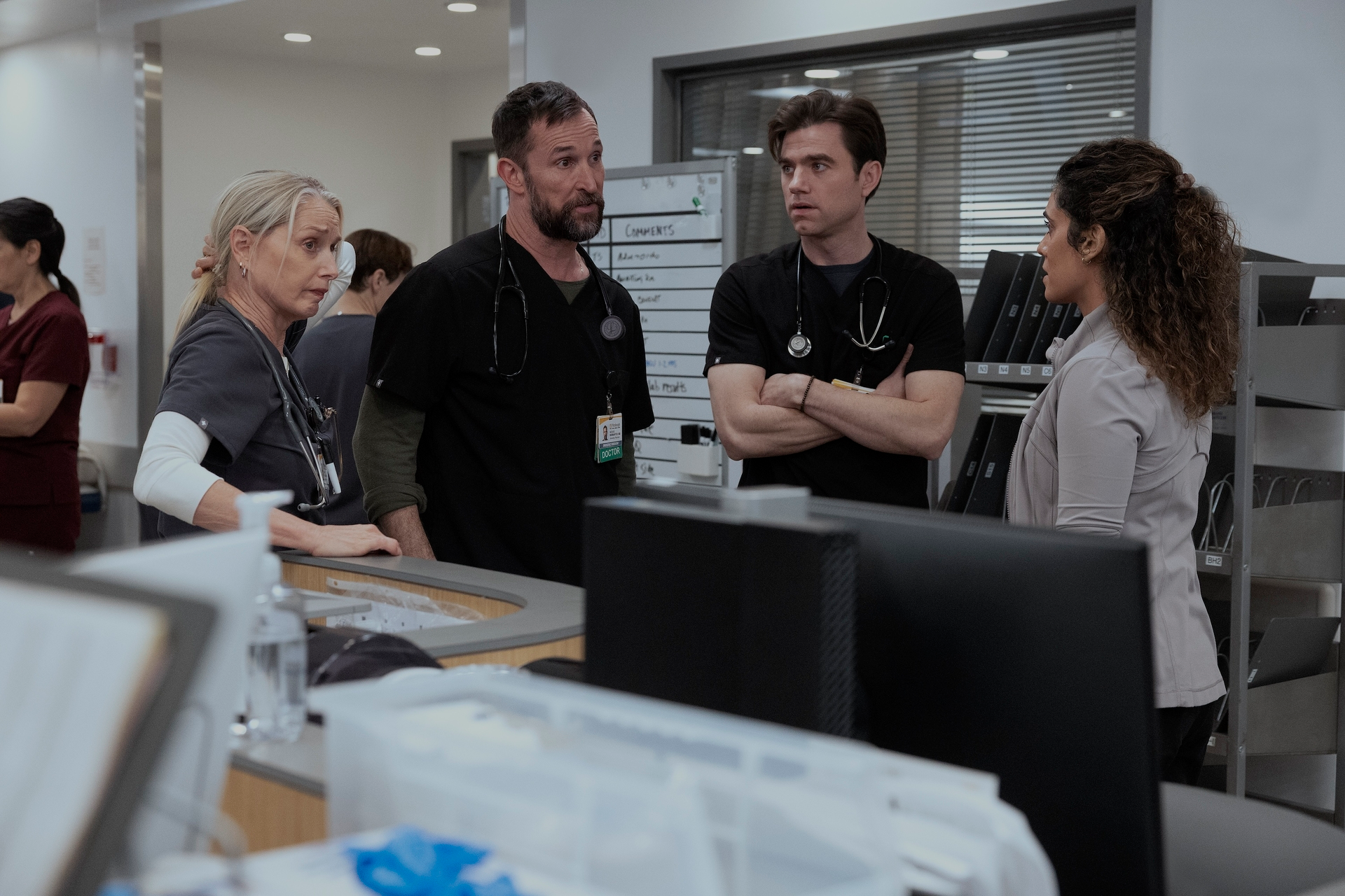 Katherine LaNasa, Noah Wyle, Patrick Ball, Sepideh Moafi in