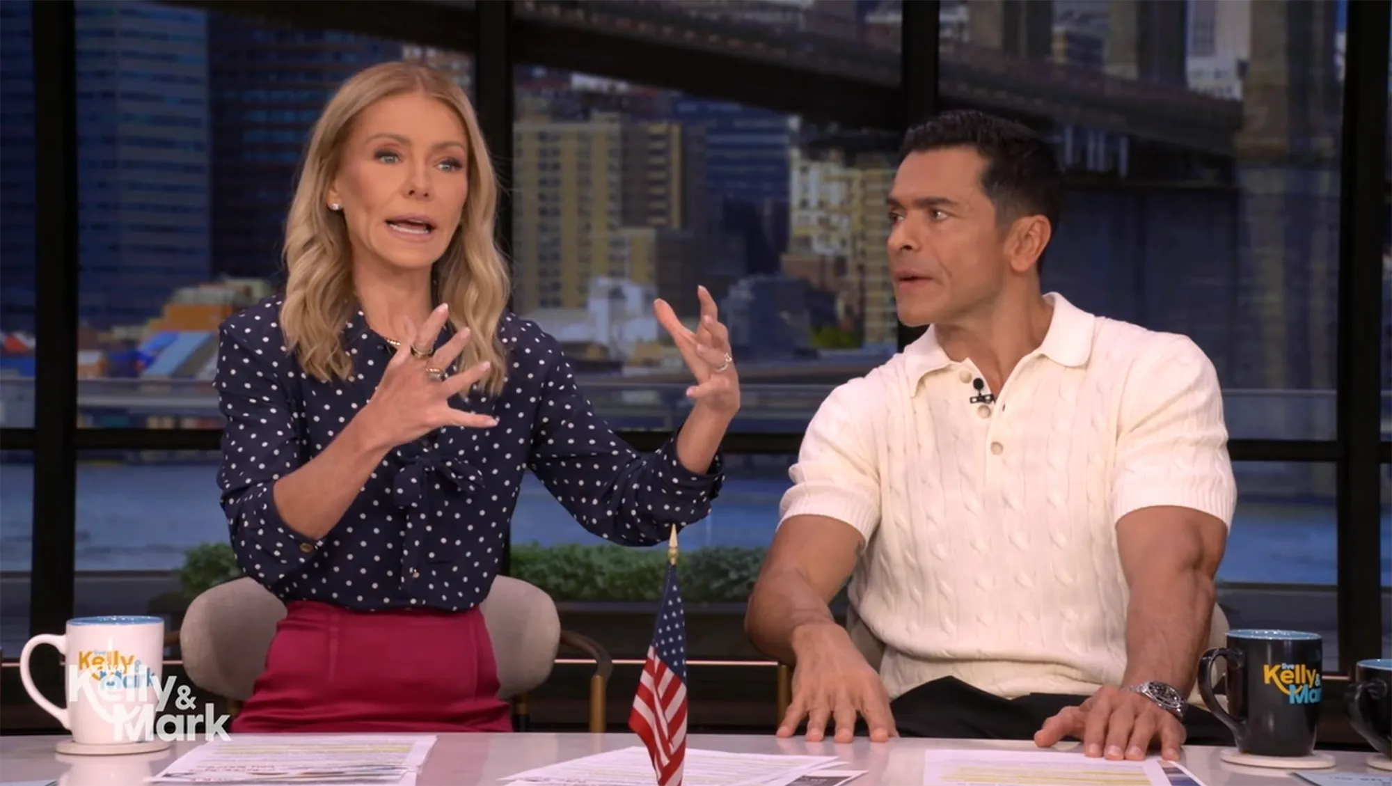 Kelly Ripa and Mark Consuelos on Live with Kelly and Mark.