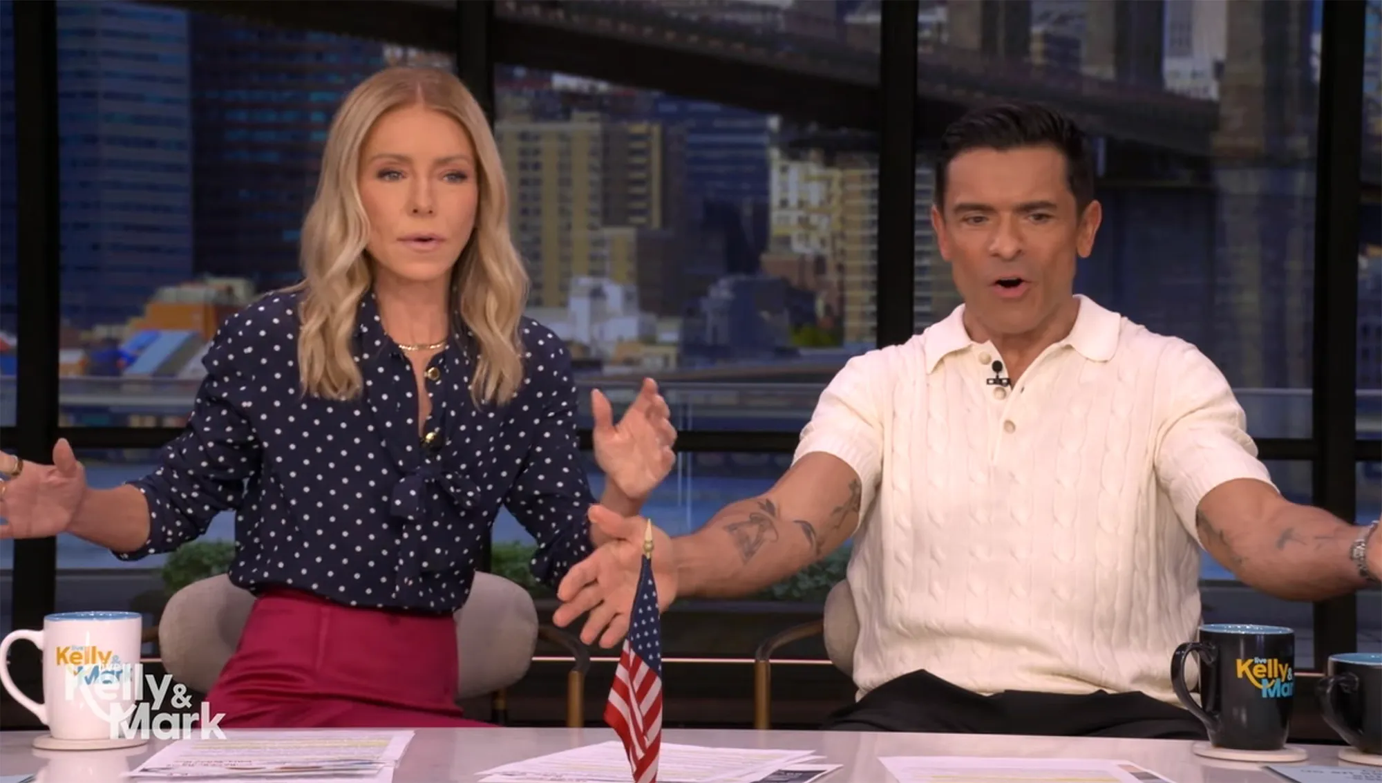 Kelly Ripa and Mark Consuelos on Live with Kelly and Mark.