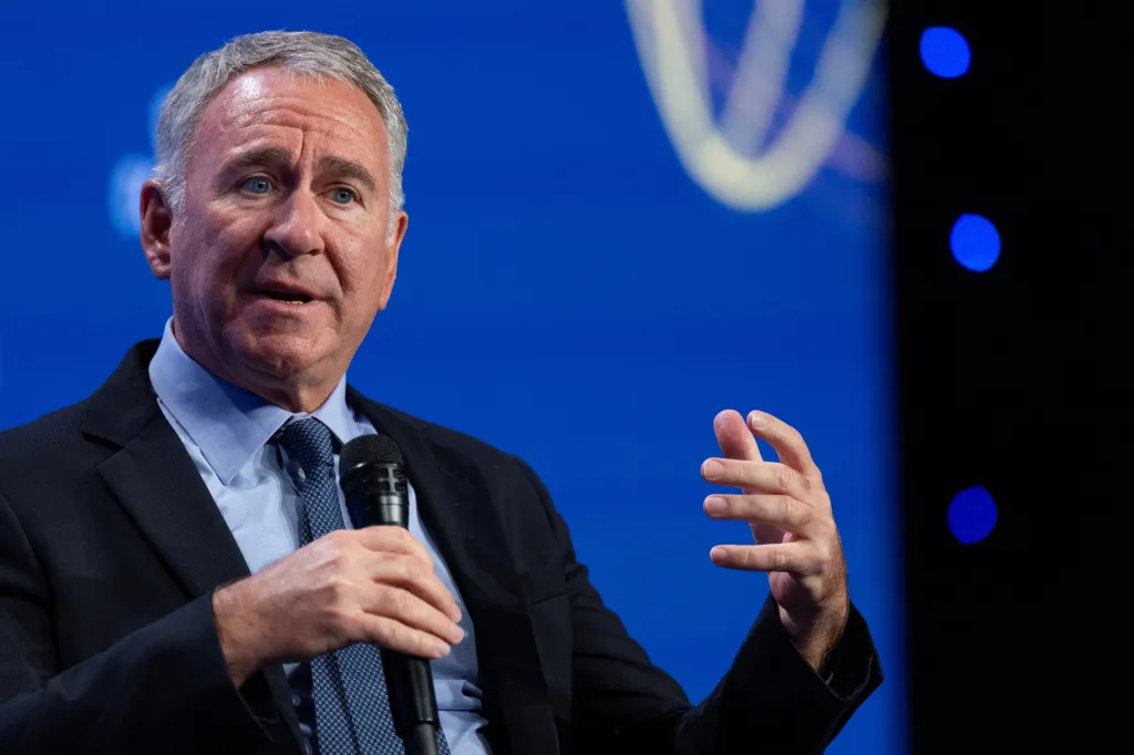 Ken Griffin speaking at the Milken Institute Global Conference in Beverly Hills.