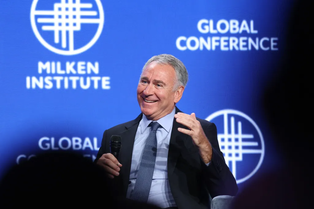 Ken Griffin speaking at the Milken Institute Global Conference.