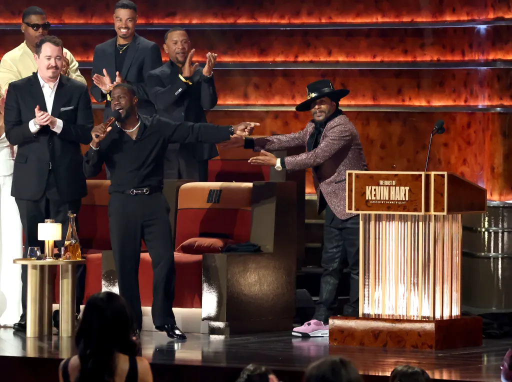 Kevin Hart and Katt Williams speaking onstage during 