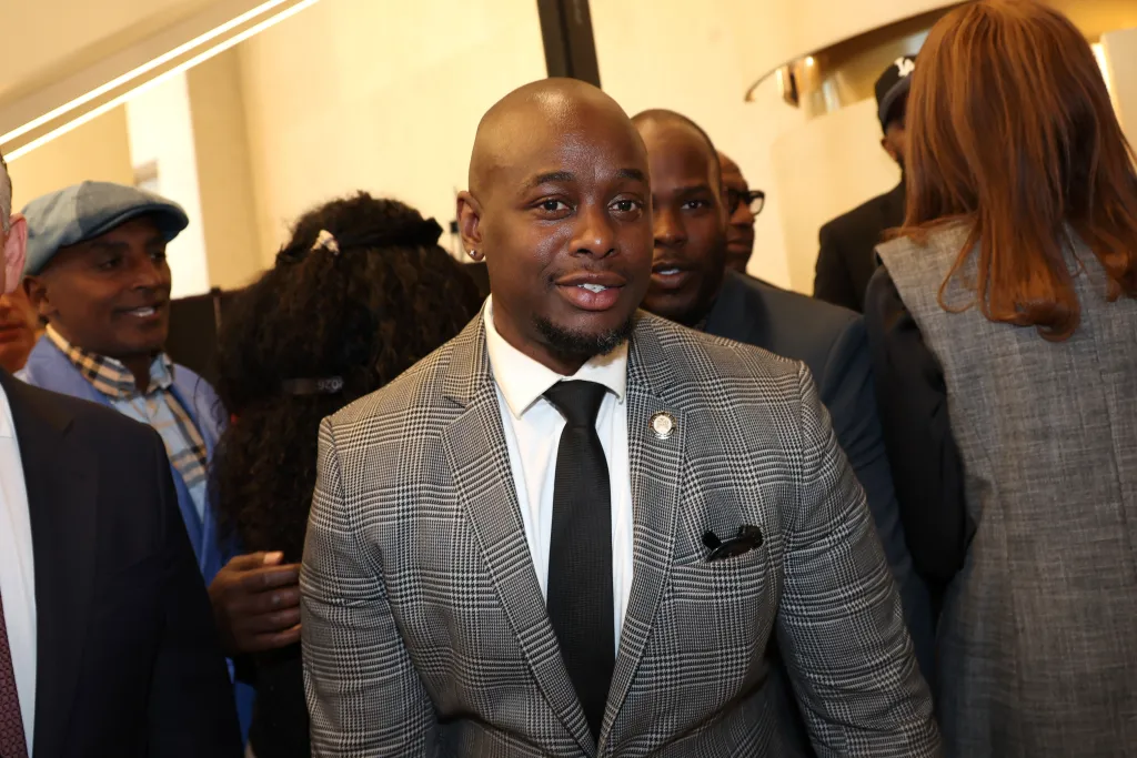 Kevin Riley attending the Resorts World Casino Table Game Expansion Opening Day and Ribbon Cutting event.