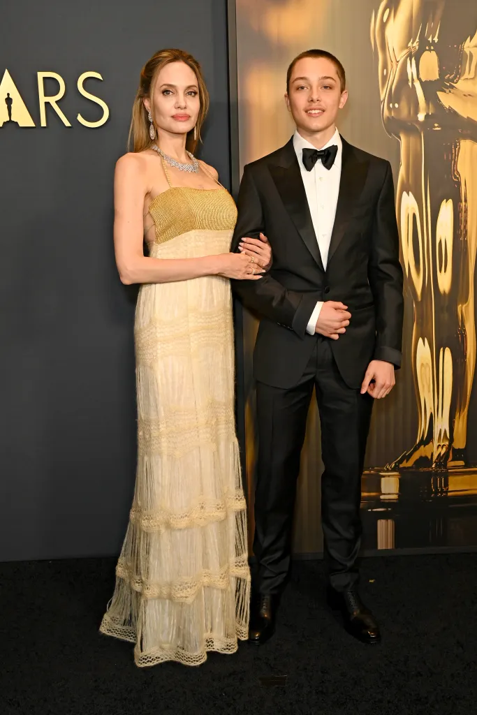 Angelina Jolie and Knox Jolie-Pitt at the 2024 Governors Awards.