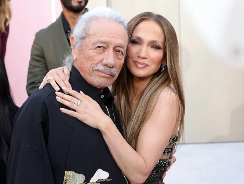 Edward James Olmos and Jennifer Lopez attend the world premiere of Netflix's 