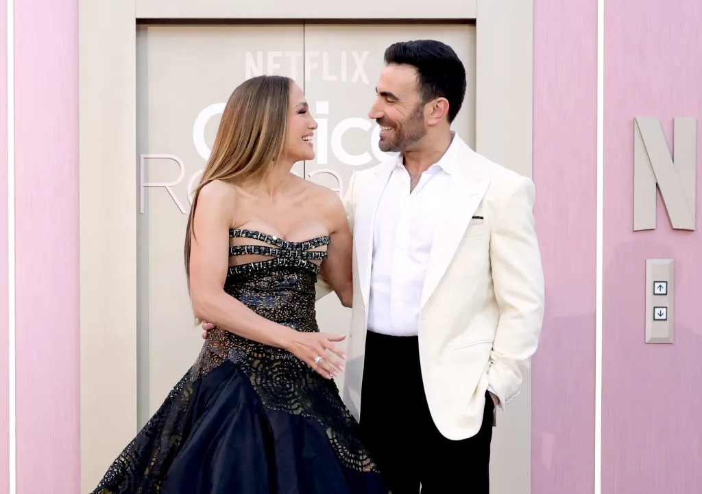 Jennifer Lopez and Brett Goldstein attend the world premiere of Netflix's 
