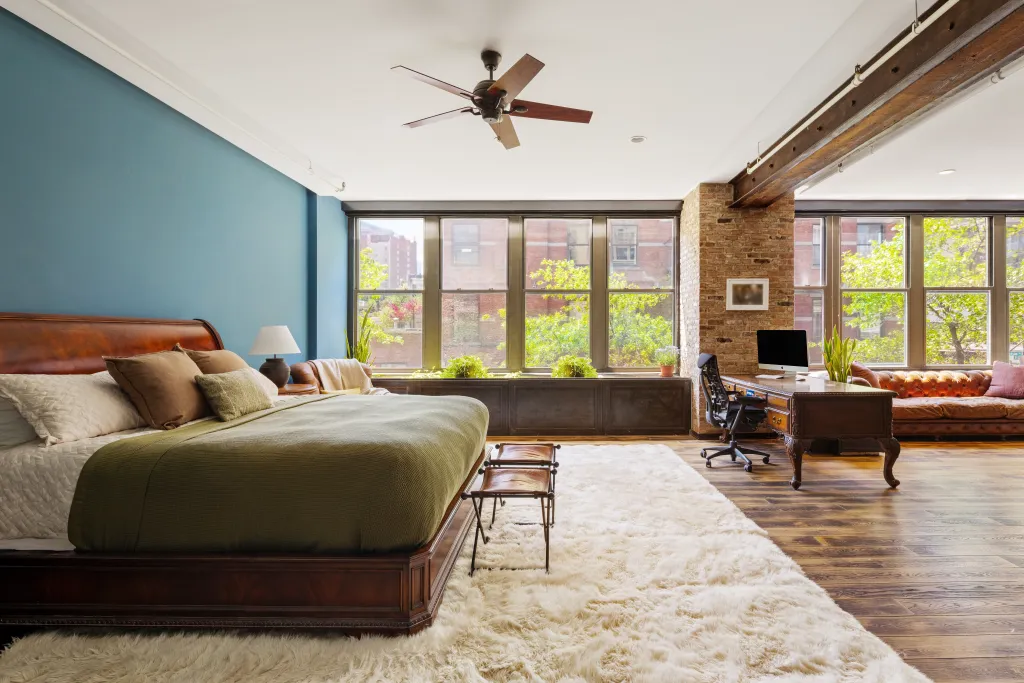 A closer look the expansive bedroom. 