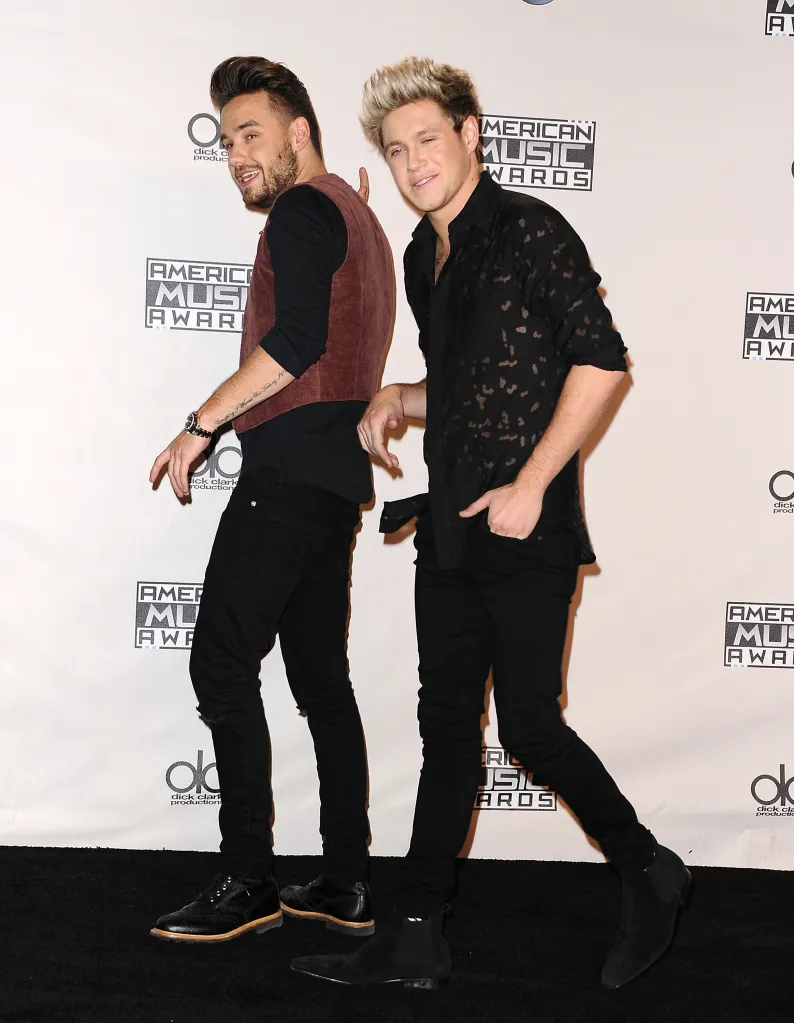 Liam Payne and Niall Horan from One Direction posing at the 2015 American Music Awards.