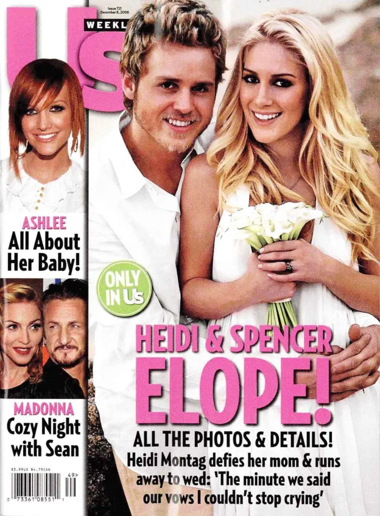 Magazine cover featuring Heidi Montag and Spencer Pratt after their elopement.
