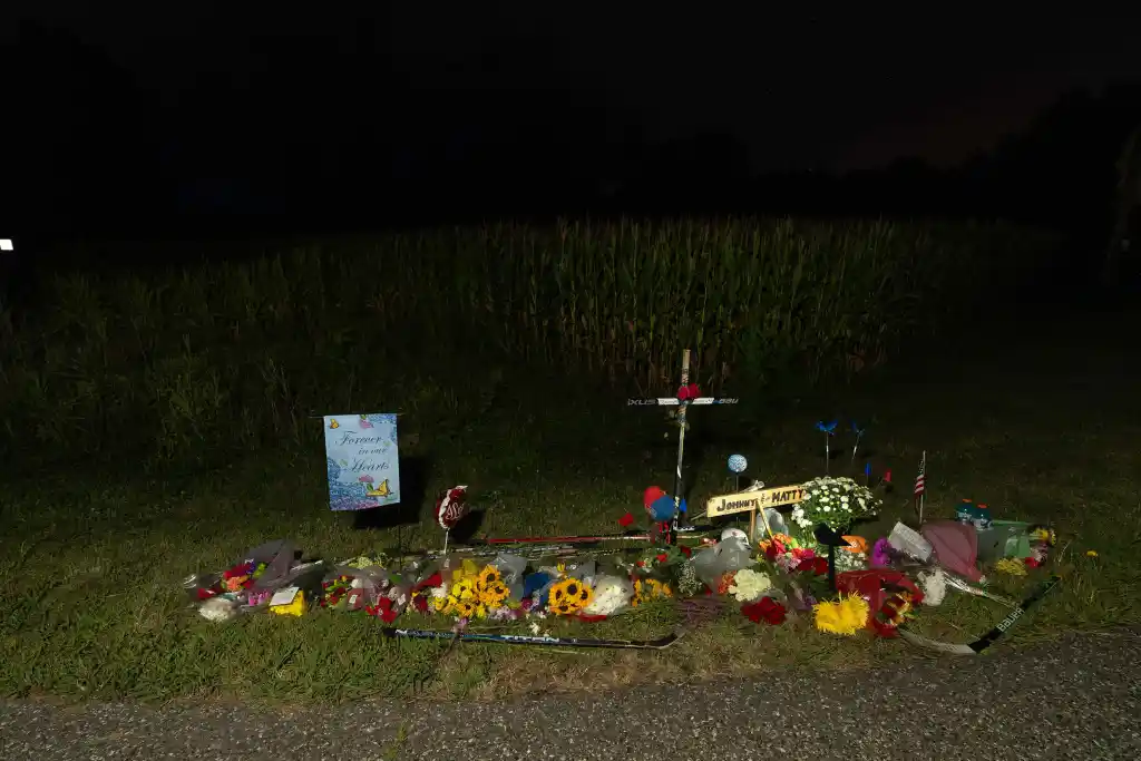 Memorial site for Johnny and Matthew Gaudreau.