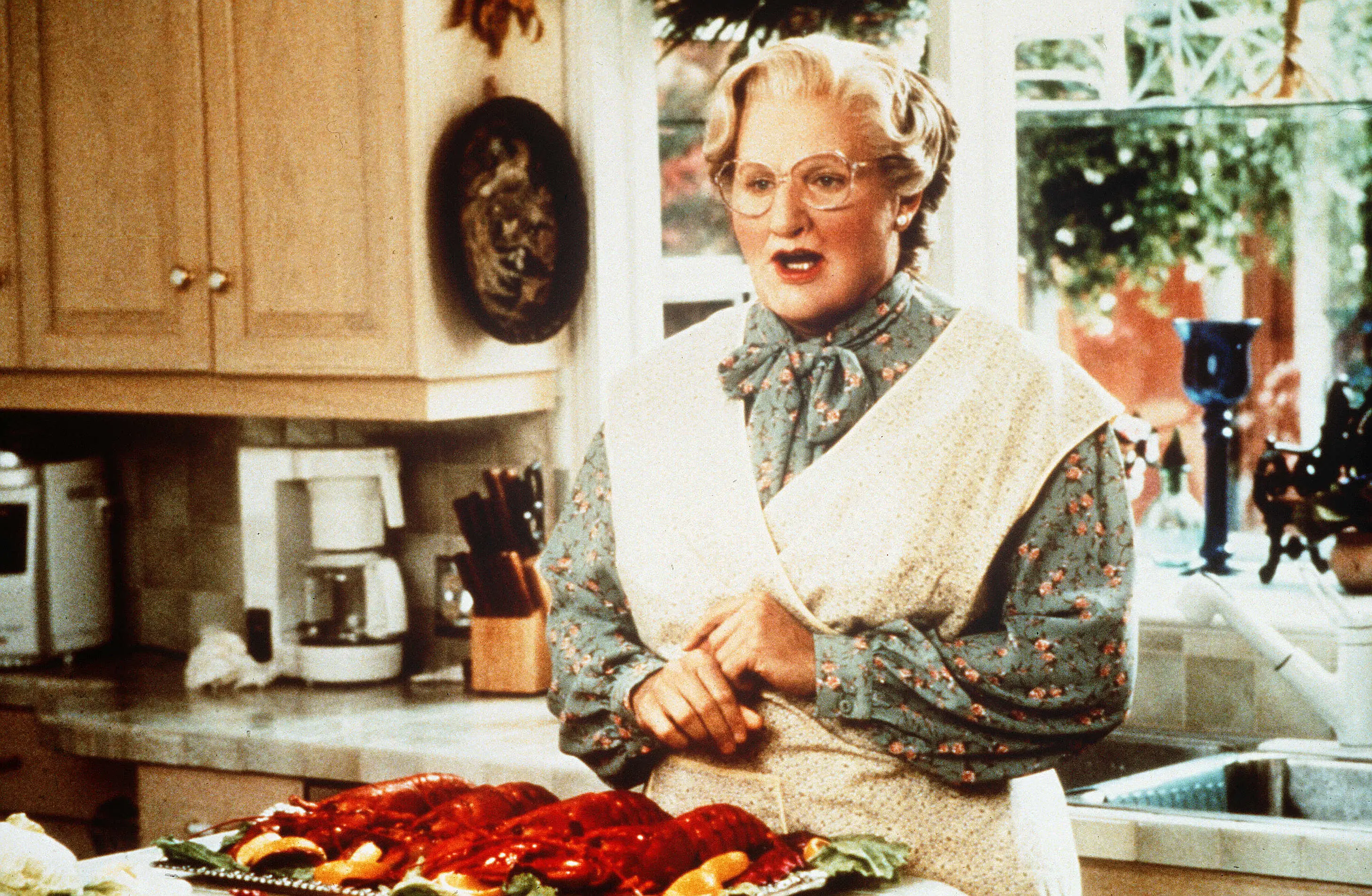 Robin Williams as Mrs. Doubtfire.