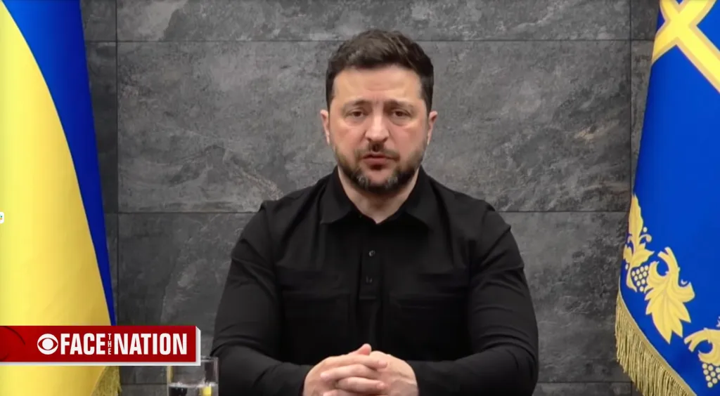 Ukrainian President Volodymyr Zelenskyy being interviewed for 