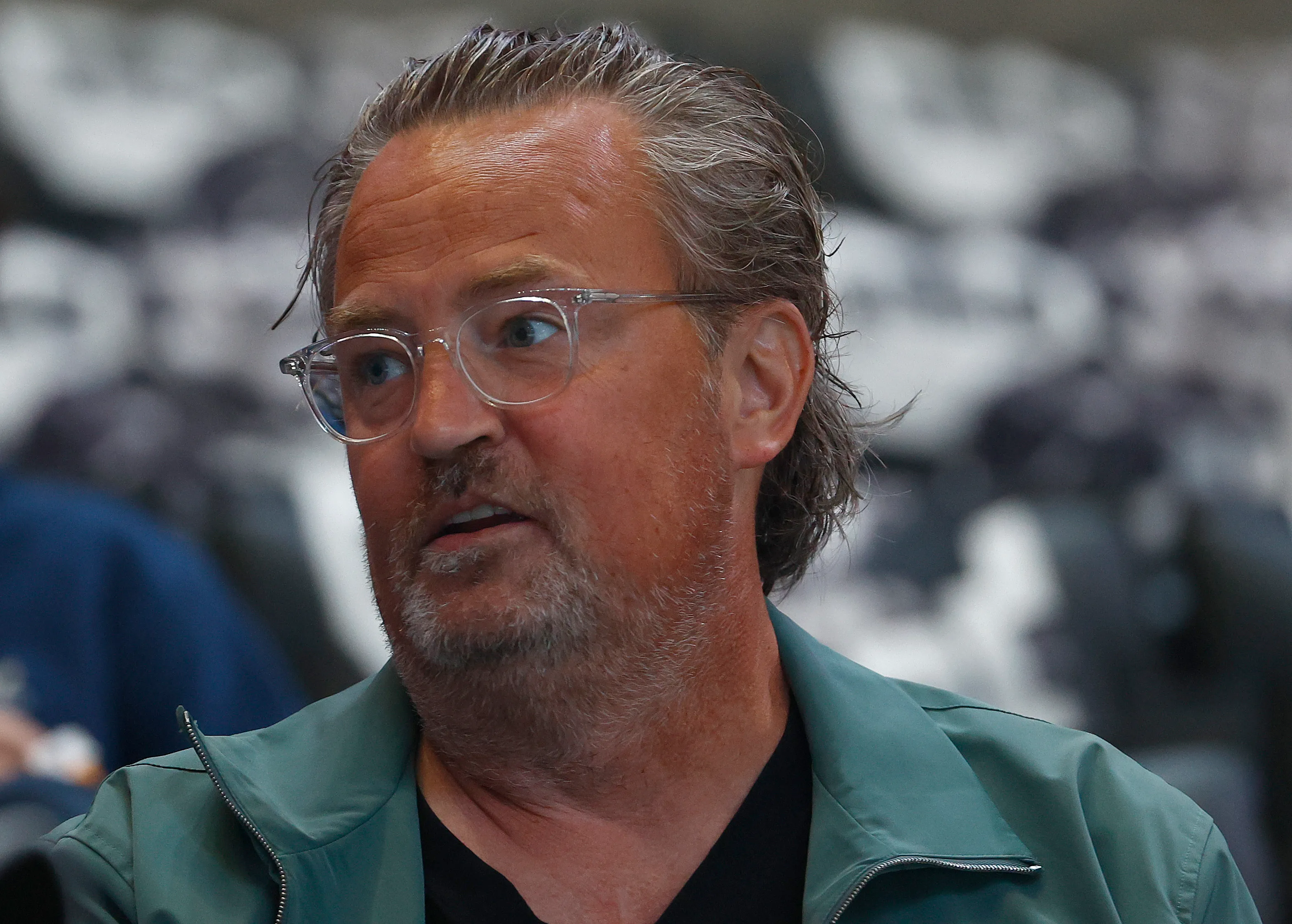 Matthew Perry attends a hockey game between the Edmonton Oilers and the Los Angeles Kings.