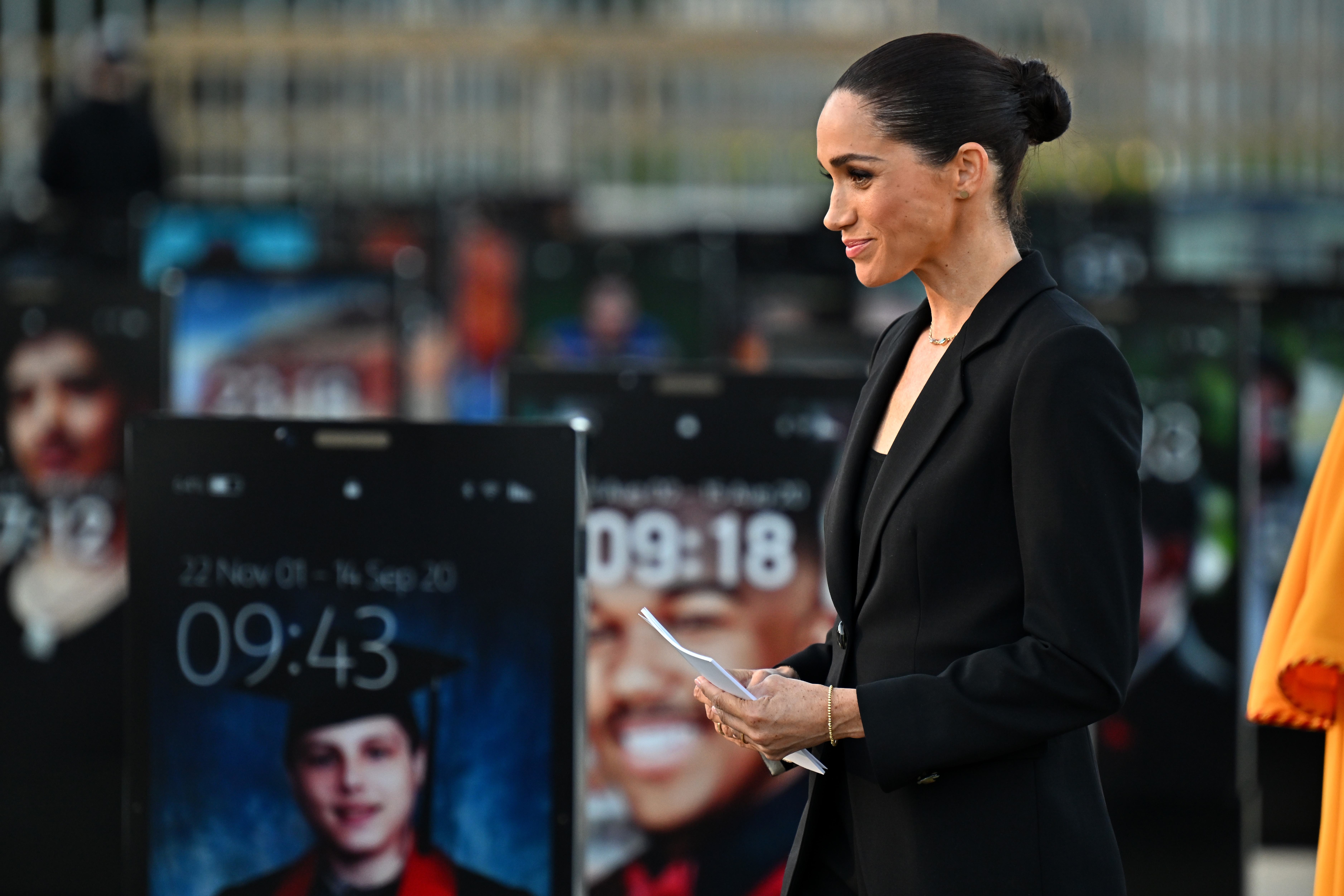 Meghan Markle attending the inauguration of the Lost Screen Memorial.