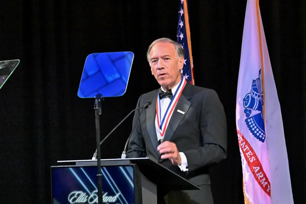 Michael R. Pompeo speaking at the 39th Ellis Island Medals of Honor Gala.