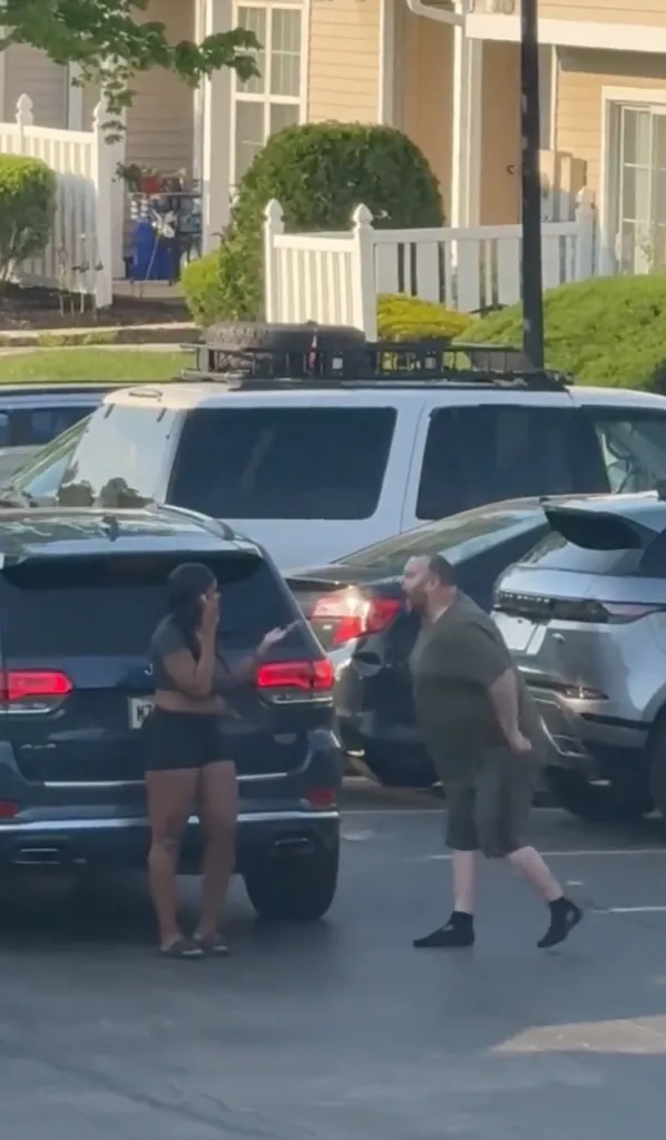 Thomas Diiorio screams at Lakisha Spruill during a heated confrontation at an apartment complex in Mount Laurel, NJ, on May 18, 2026.