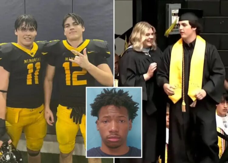 Texas teen Austin Metcalf’s twin brother accepts posthumous diploma at graduation — year after deadly track meet stabbing